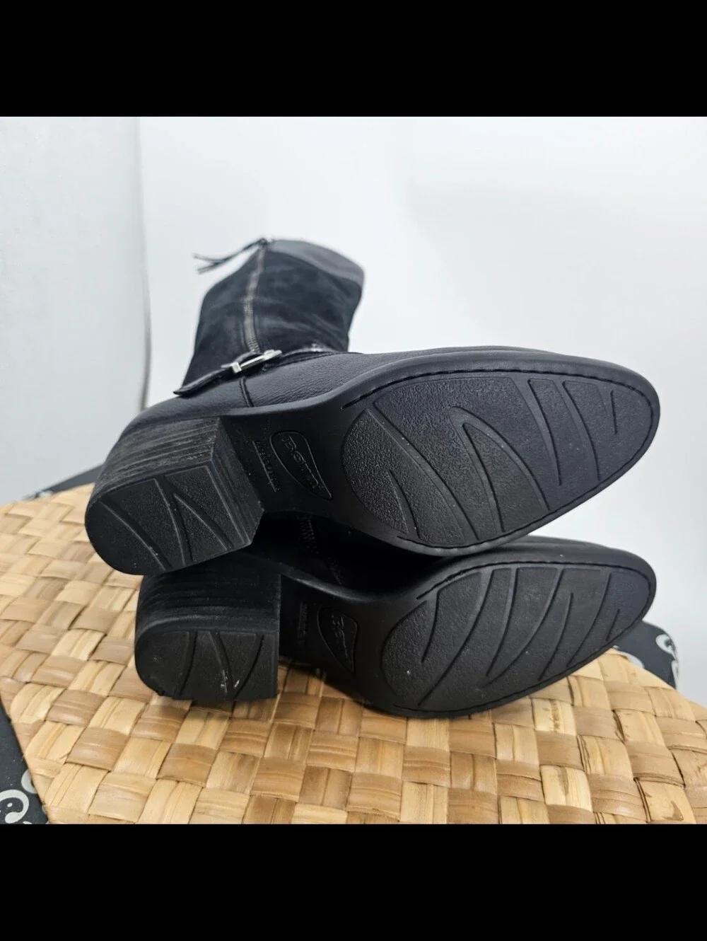 Born Black Tall Leather Boots Size 8